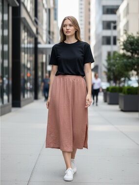 Alfred Dusty Rose Midi Skirt with Side Slit